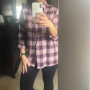 Pink tone button down flannel shirt